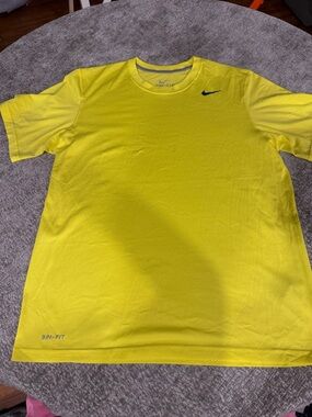 Nike Men’s Short Sleeve Dri-FIT Tee - Yellow with Black Swoosh